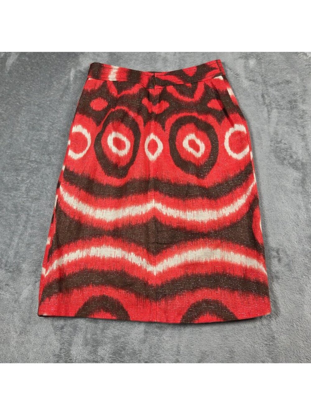 Tory Burch Skirt 0 Red Brown Geometric Tribal Linen Metallic Party Office - Picture 5 of 8